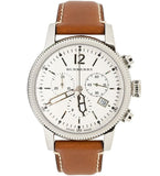 Burberry Utilitarian Chronograph White Dial Brown Leather Strap Watch for Men - BU7817