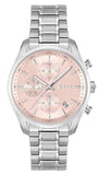 Hugo Boss Grand Tour Chronograph Pink Mother of Pearl Dial Silver Steel Strap Watch for Women - 1502765
