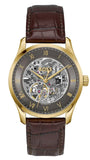 Hugo Boss Principle Skeleton Grey Dial Brown Leather Strap Watch for Men - 1514235