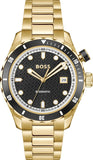 Hugo Boss Bossmatic Automatic Black Dial Gold Steel Strap Watch for Men - 1514180