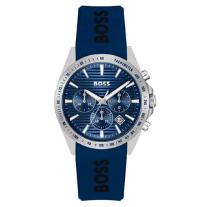 Hugo Boss Strike Chronograph Blue Dial Blue Rubber Strap Watch for Men - 1514239