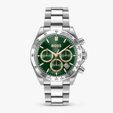 Hugo Boss Hero 2.0 Chronograph Green Dial Silver Steel Strap Watch for Men - 1514268