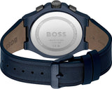 Hugo Boss Taper Chronograph Black Dial Blue Leather Strap Watch for Men - 1514086