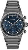 Hugo Boss Candor Chronograph Blue Dial Grey Steel Strap Watch for Men - 1514223