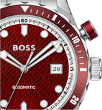 Hugo Boss Bossmatic Automatic Red Dial Silver Steel Strap Watch for Men - 1514179