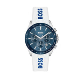 Hugo Boss Strike Chronograph Blue Dial White Rubber Strap Watch for Men - 1514238