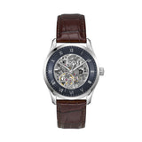 Hugo Boss Principle Skeleton Blue Dial Brown Leather Strap Watch for Men - 1514305