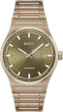 Hugo Boss Candor Automatic Olive Green Dial Brown Steel Strap Watch for Men - 1514184