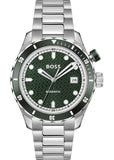 Hugo Boss Bossmatic Automatic Green Dial Silver Steel Strap Watch for Men - 1514178