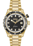 Hugo Boss Bossmatic Automatic Black Dial Gold Steel Strap Watch for Men - 1514180