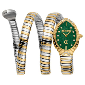 Just Cavalli Specchio Green Dial Two Tone Steel Strap Watch for Women - JC1L323M0055