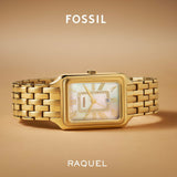 Fossil Raquel Three Hand Mother of Pearl Dial Gold Steel Strap Watch For Women - ES5304