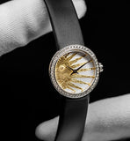 Dior La D De Dior Dior Rose Céleste Diamonds Mother of Pearl Dial Black Leather Strap Watch for Women - CD04711X1001 0000