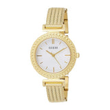 Guess Quartz White Dial Gold Steel Strap Watch For Women - W1152L2