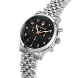 Maserati Epoca Chronograph Black Dial Silver Steel Strap Watch For Men - R8873618017