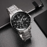 Maserati SFIDA Chronograph Black Dial Silver Steel Strap Watch For Men - R8873640015