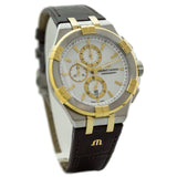Maurice Lacroix Aikon Chronograph White Dial Brown Leather Strap Watch For Men - AI1018-PVY11-132-1