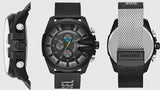 Diesel Mega Chief Chronograph Black Dial Black Mesh Bracelet Watch For Men - DZ4514