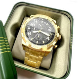 Fossil Bronson Chronograph Black Dial Gold Steel Strap Watch for Men - FS5877