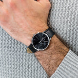 Tommy Hilfiger Brooklyn Black Dial Black Leather Strap Watch for Men - 1791509