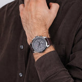Tommy Hilfiger Decker Grey Dial Brown Leather Strap Watch for Men - 1791562