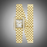 Michael Kors Emery Pave Double Wrap White Dial Gold Steel Strap Watch for Women - MK4833