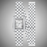 Michael Kors Emery Pave Double Wrap White Dial Silver Steel Strap Watch for Women - MK4834