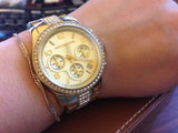 Michael Kors Runway Gold Dial Gold Steel Strap Watch for Women - MK5826