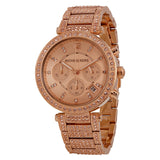 Michael Kors Uptown Glam Parker Chronograph Rose Gold Dial Steel Strap Watch for Women - MK5663