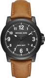 Michael Kors Paxton Analog Black Dial Brown Rubber Strap Watch For Men - MK8502