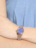 Michael Kors Lexington Quartz Blue Dial Rose Gold Steel Strap Watch For Women - MK3272