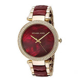 Michael Kors Parker Mother of Pearl Red Dial Two Tone Steel Strap Watch for Women - MK6427