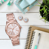 Michael Kors Hartman Rose Gold Dial Rose Gold Steel Strap Watch For Women - MK3491