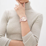 Michael Kors Slim Runway Pink Dial Pink Steel Strap Watch For Women - MK4456