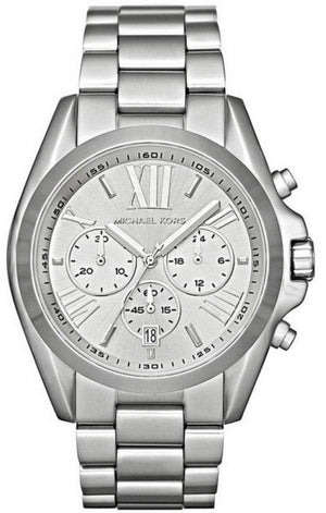 Michael Kors Bradshaw Chronograph Silver Dial Silver Steel Strap Watch for Men - MK5535