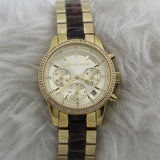 Michael Kors Ritz Chronograph Gold Dial Two Tone Steel Strap Watch for Women - MK6322