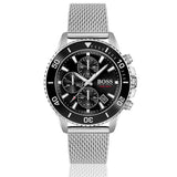 Hugo Boss Admiral Chronograph Black Dial Silver Mesh Bracelet Watch for Men - 1513904