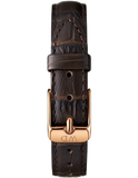 Daniel Wellington Classic Petite York Black Dial Brown Leather Strap Watch For Women - DW00100226
