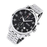 Hugo Boss Aeroliner Chronograph Black Dial Silver Steel Strap Watch For Men - 1512446