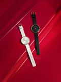 Calvin Klein Full Moon Black Dial Black Leather Strap Watch for Women - K8Y236C1
