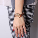 Emporio Armani Gianni T Bar Quartz Pink Mother of Pearl Dial Brown Leather Strap Watch For Women - AR1960