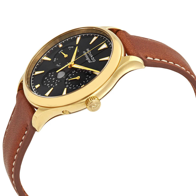 Movado Heritage Celestograf Navy Blue Dial Brown Leather Strap Watch For Women - 3650010