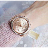 Michael Kors Brinkley Rose Gold Dial Rose Gold Steel Strap Watch for Women - MK6204