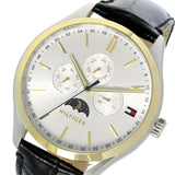 Tommy Hilfiger Oliver Analog Silver Dial Black Leather Strap Watch for Men - 1791305