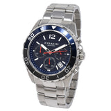 Coach Kent Chronograph Blue Dial Silver Steel Strap Watch for Men - 14602555