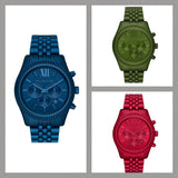 Michael Kors Lexington Chronograph Green Dial Green Steel Strap Watch For Men - MK8790