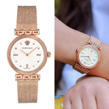 Versace Meander White Dial Rose Gold Mesh Bracelet Watch for Women - VELW00620