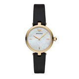 Emporio Armani Arianna Analog Silver Dial Black Leather Strap Watch For Women - AR11200