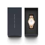 Daniel Wellington Iconic Link White Dial Rose Gold Steel Strap Watch For Women - DW00100209