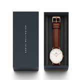 Daniel Wellington Classic St Mawes White Dial Brown Leather Strap Watch For Men - DW00100006